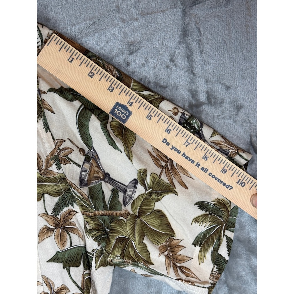 Caribbean Joe Mens Medium Floral Palm Tropical Rayon Button Down Camp Shirt - Picture 9 of 13